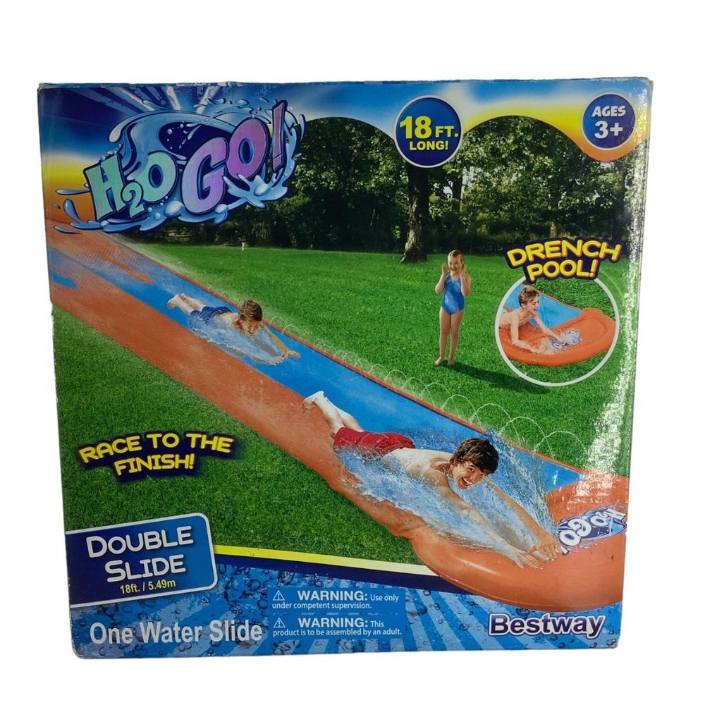 Bestway H2O Go! Double Water Slip N Slide Race Fast Drench Pool 18‎ Foot 3+